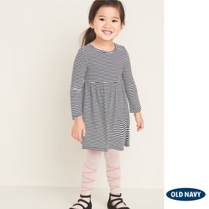 NWT Old Navy Girls Black Striped Jersey Dress 2T